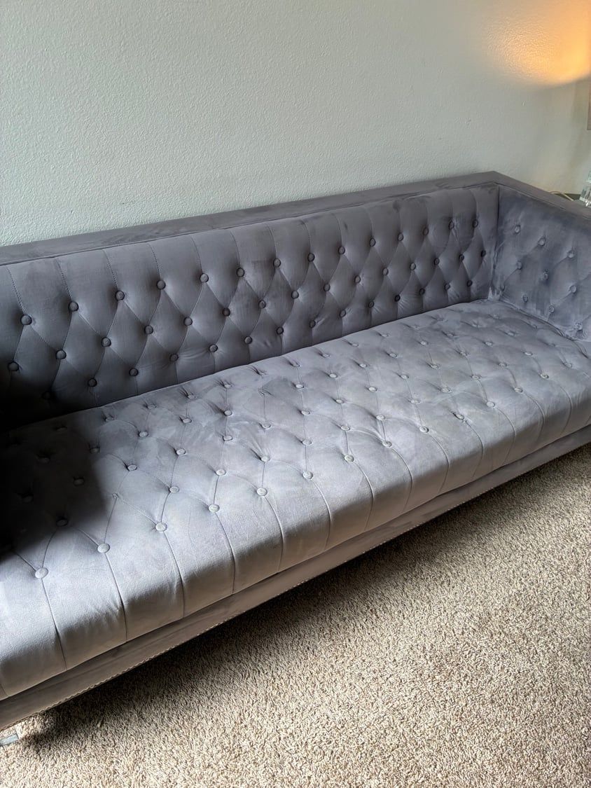 Same Bay Park couch after professional cleaning and approximately 90 percent drying