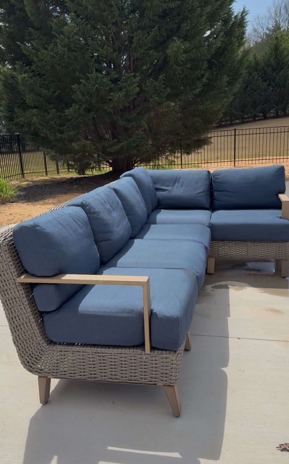 Outdoor sectional couch after seasonal professional upholstery cleaning in Carmel Mountain Ranch