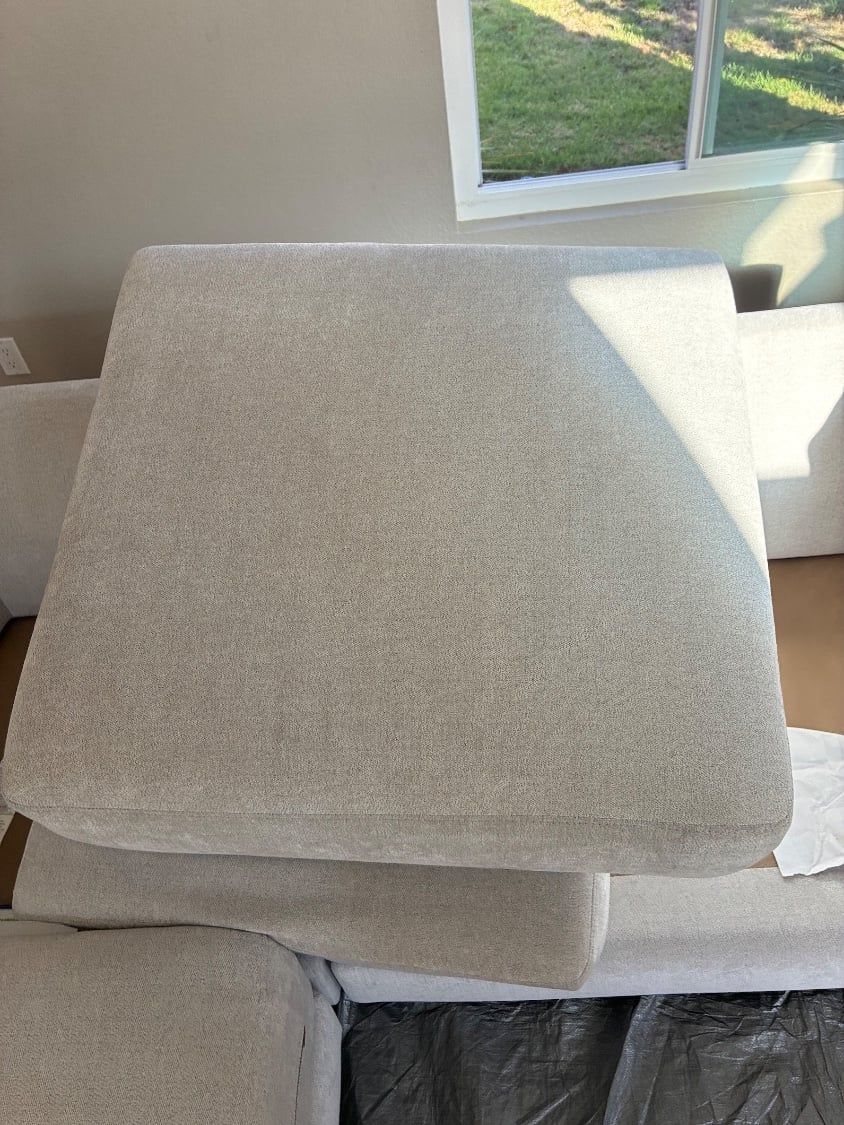 The same family sectional cushion after professional upholstery cleaning in Mission Valley