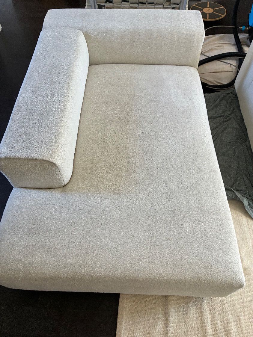 The same white sectional chaise after professional upholstery cleaning