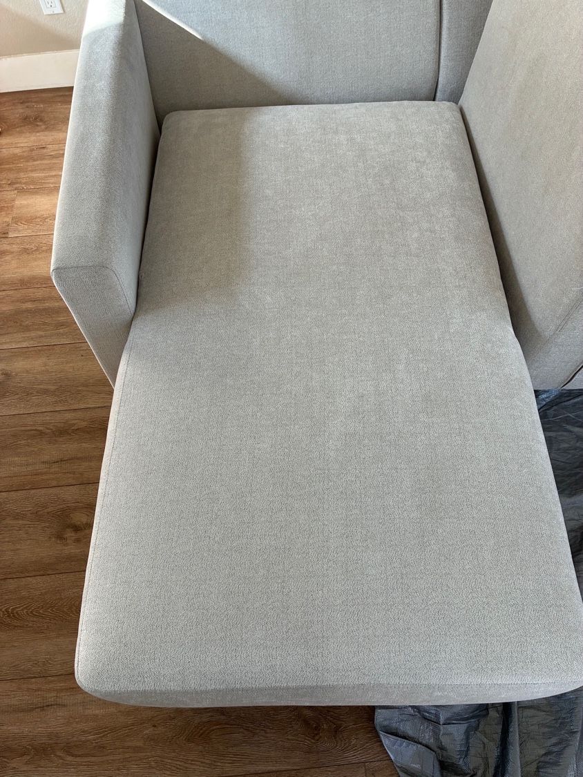 The same sectional chaise with a cleaner, more even appearance after upholstery cleaning in Rancho Bernardo